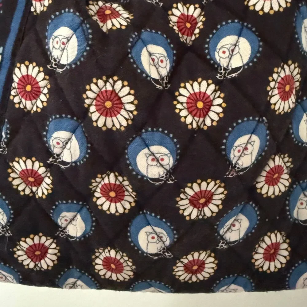 Vera Bradley Retired Night Owl Brown Black Quilted Cotton Hobo Shoulder Bag